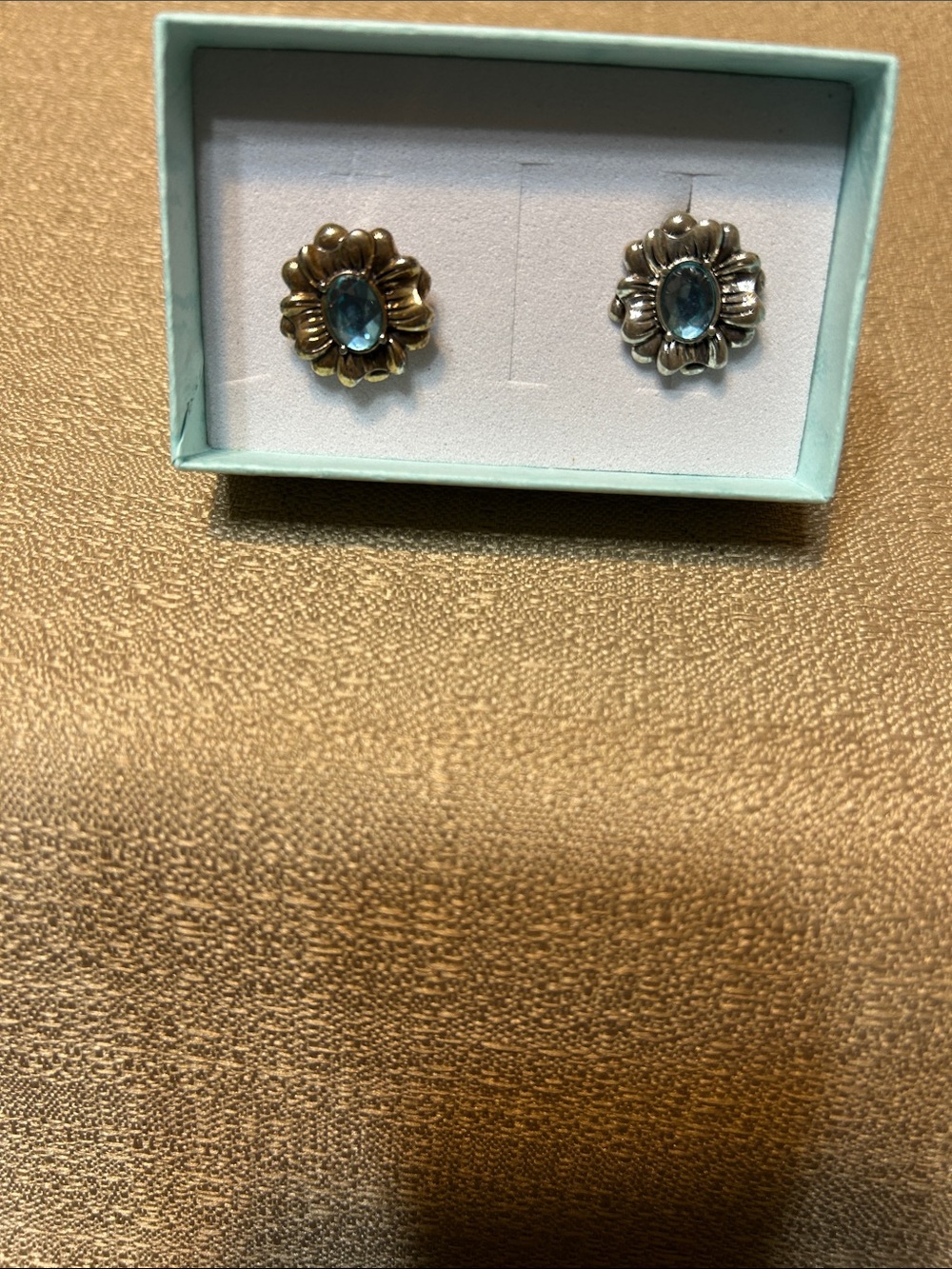 Avon Antiqued Floral Birthstone Earrings Tanzanite December Gemstone